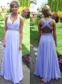 Simple Dress Popular Cheap A-line Lavender Sweetheart Beading Empire Cross-back Long Chiffon Prom Dresses/Evening Dresses CHPD-7020