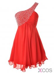 Simple Dress Short 2015 Prom Dresses, One-shoulder Beading Red Prom Dresses Homecoming Dresses Party Dresses CHPD-7093