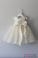 Simple-dress 2015 Hot-selling A-line Scoop Sleeveless Tulle Sash Bow Flower Girl Dress TUFGD-8112