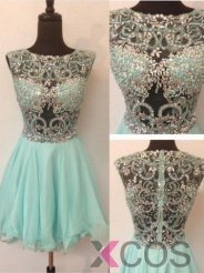 Simple Dress Handmade Luxurious A-line Beading Short Chiffon Prom Dresses/Homecoming Dresses/Party Dresses CHPD-7134