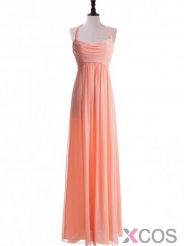 Elegant A-line Halter Floor Length Ruched Chiffon Junior Bridesmaid Dress CHPD-7239