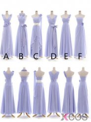 Simple Dress Elegant A-line Lavender Long Chiffon Bridesmaid Gowns Mismatch Bridesmaid Dresses CHBD-7128