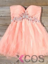 2015 Elegant A-line Sweetheart Ruched Mini Organza Beading Homecoming Dress ORHD-7246