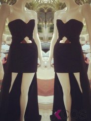 Simple-dress 2015 Elegant A-line Sweetheart High-low Sleeveless Chiffon Black Homecoming Dress/Evening Dress CHHD-8136