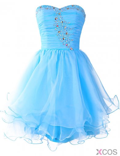 Modern Sweetheart Beading Short Blue Homecoming Dress Prom Gown