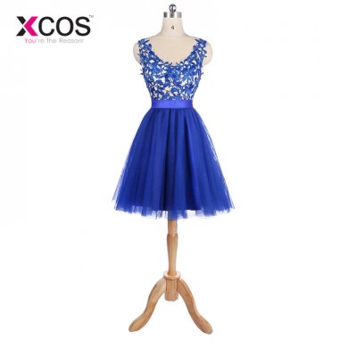 XCOS Cute Short Homecoming Dresses 2018 Mini Beaded Lace Homecoming Dress Tulle Homecoming Gowns Cheap Graduation Dresses