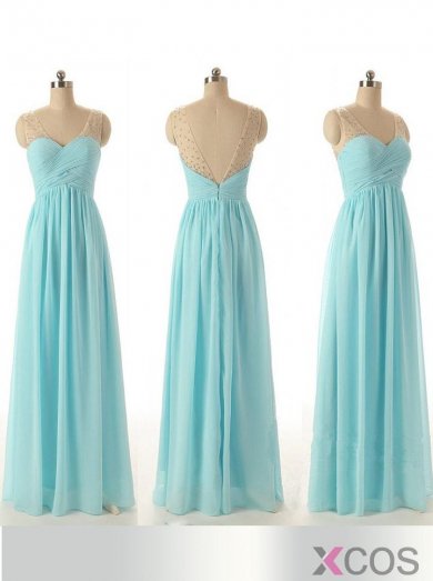 Simple Dress Elegant A-line Beading Long Chiffon Prom/Party Dresses CHPD-7147