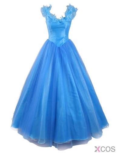 Fashion Scoop Cap Sleeves-Ball Gown Blue Prom Dress Evening Gown